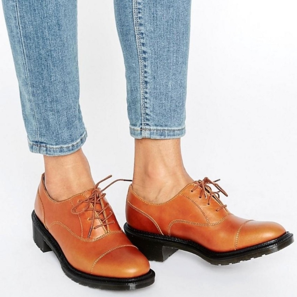 Dr. Martens Henrietta Brown Leather Oxford Dress Shoes